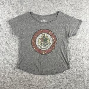 Wizarding World of Harry Potter Women's Small Gray Hogwarts Short Sleeve Shirt